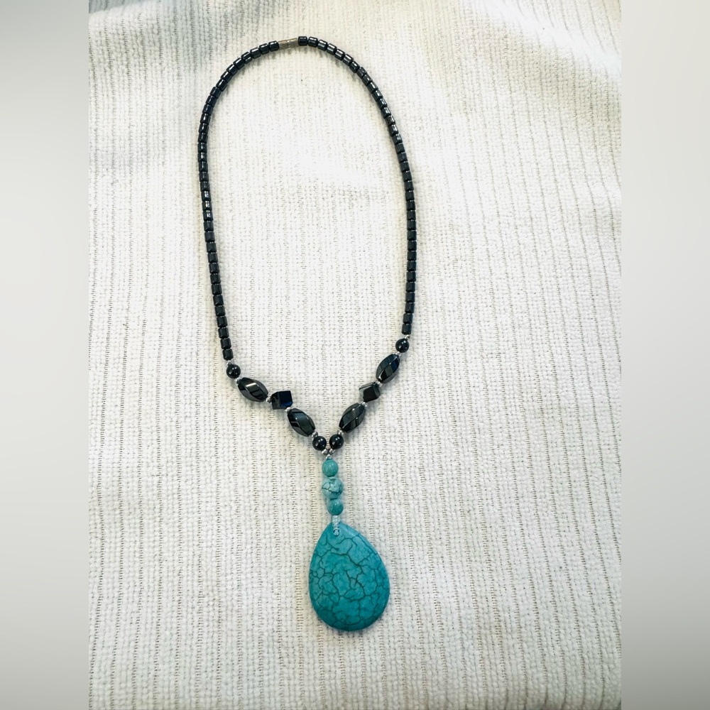 Elegant Hematite and Turquoise Necklace